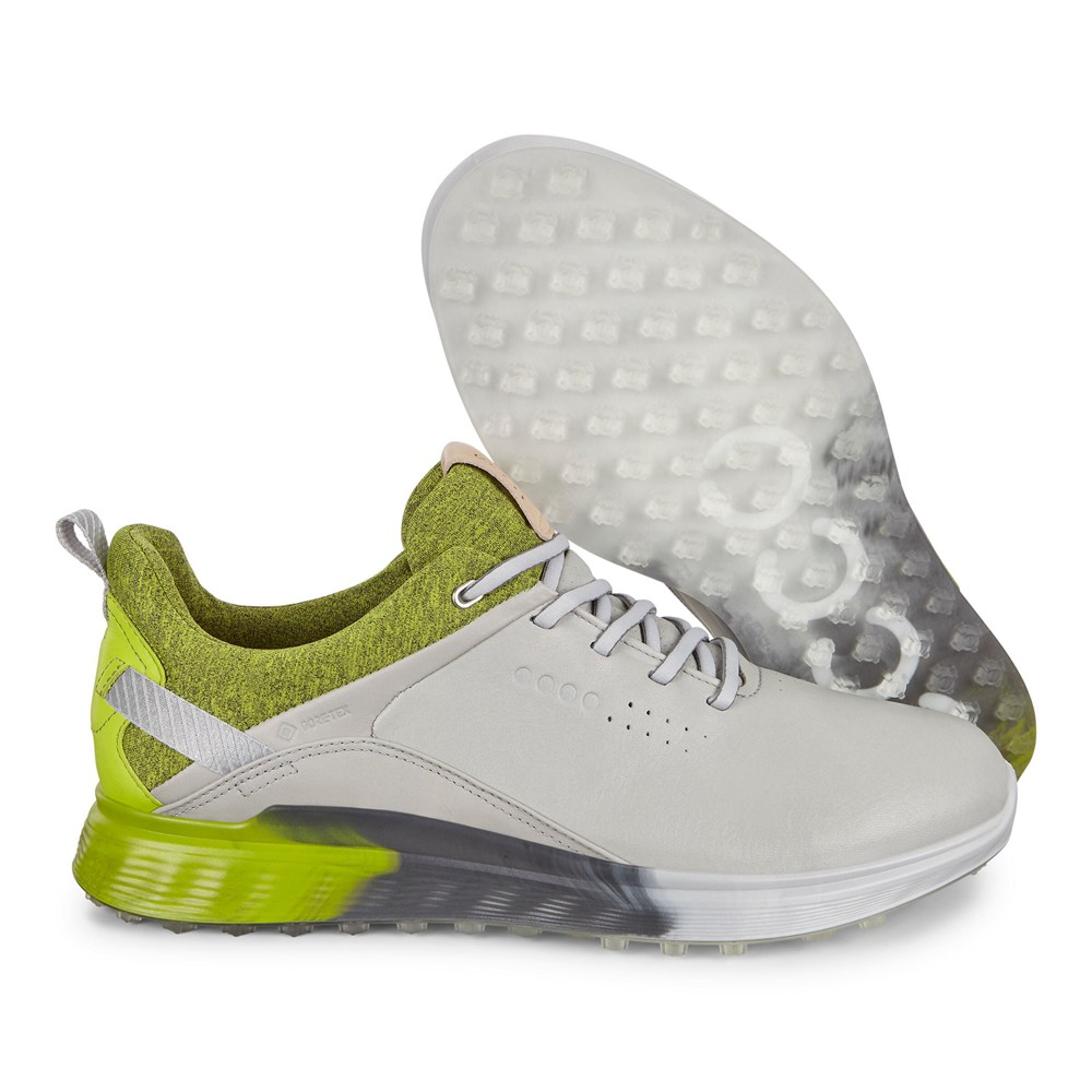 Mens Golf Shoes - ECCO S-Three Spikeless - White/Green - 8351PCTZI